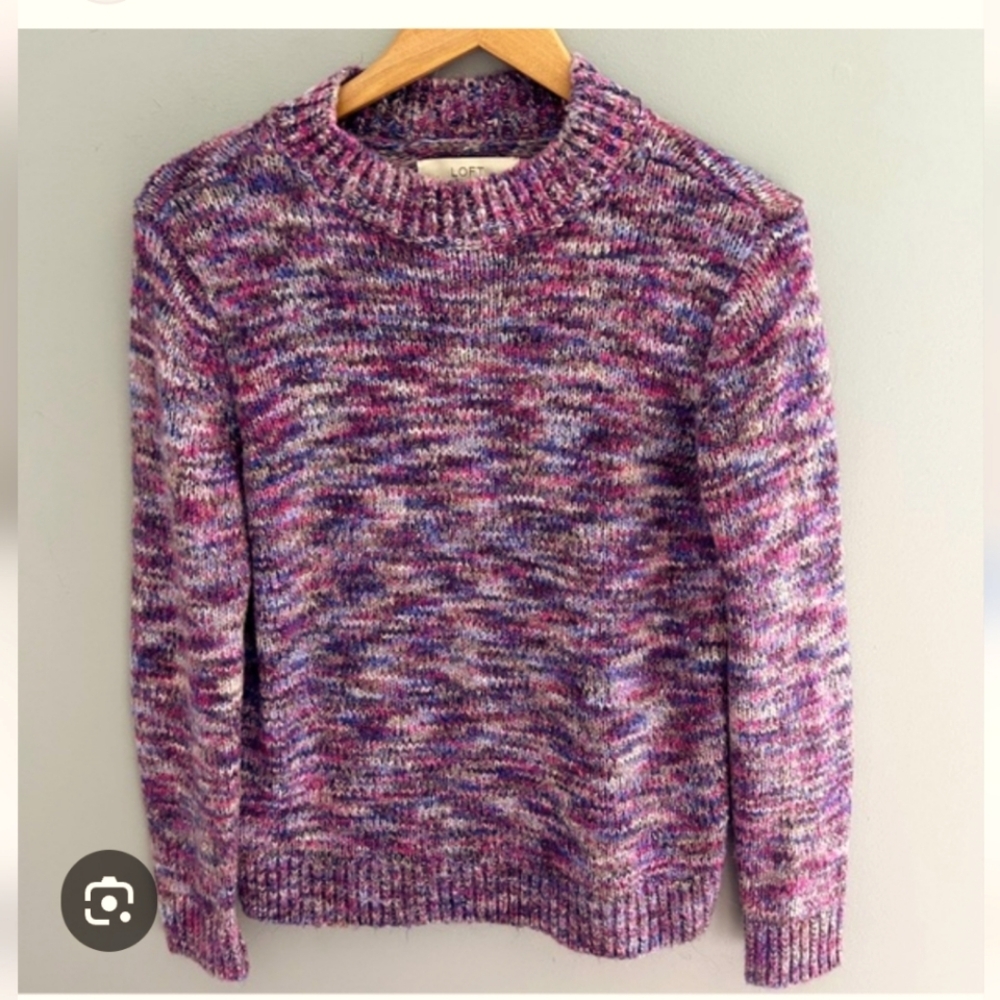 LOFT Women's Multicolor Crew Mock Neck Sweater, Size XSP